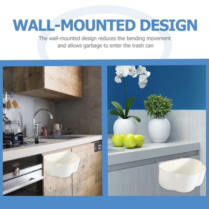 Kitchen Hanging Trash Can For Cabinet Door White Plastic Cloud Shape Space Saving Wall Mounted Waste Basket For Food Scraps - Image 4