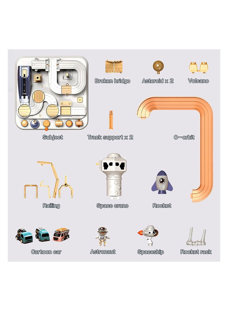 لعبة مسار سباق الأطفال، لعبة مغامرة السيارة، لعبة سفينة الفضاء، لغز السكك الحديدية، مسار إنقاذ المدينة، مجموعة لعب مغناطيسية، لعبة تعليمية تعليمية، مسار سباق للأطفال الصغار مع 3 سيارات صغيرة - Image 5