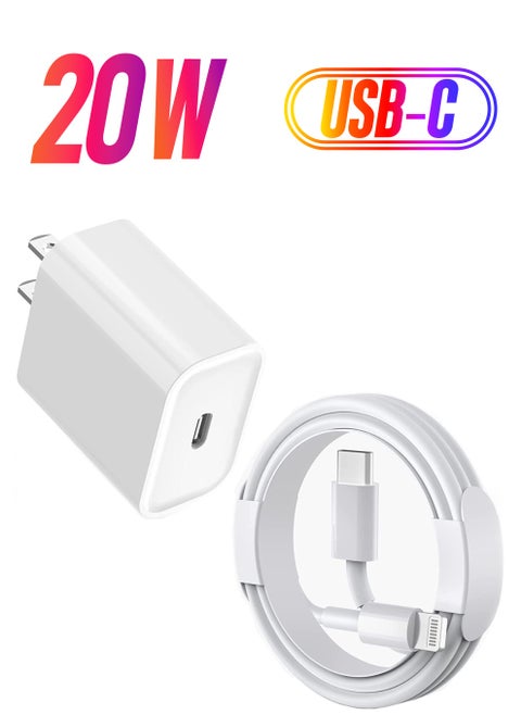 Fast Charger iPhone [Apple MFi Certified] 20W USB C PD Adapter with 3FT Type-C to Lightning Cable Compatible with iPhone 13 12 Pro Max Mini 11 XS