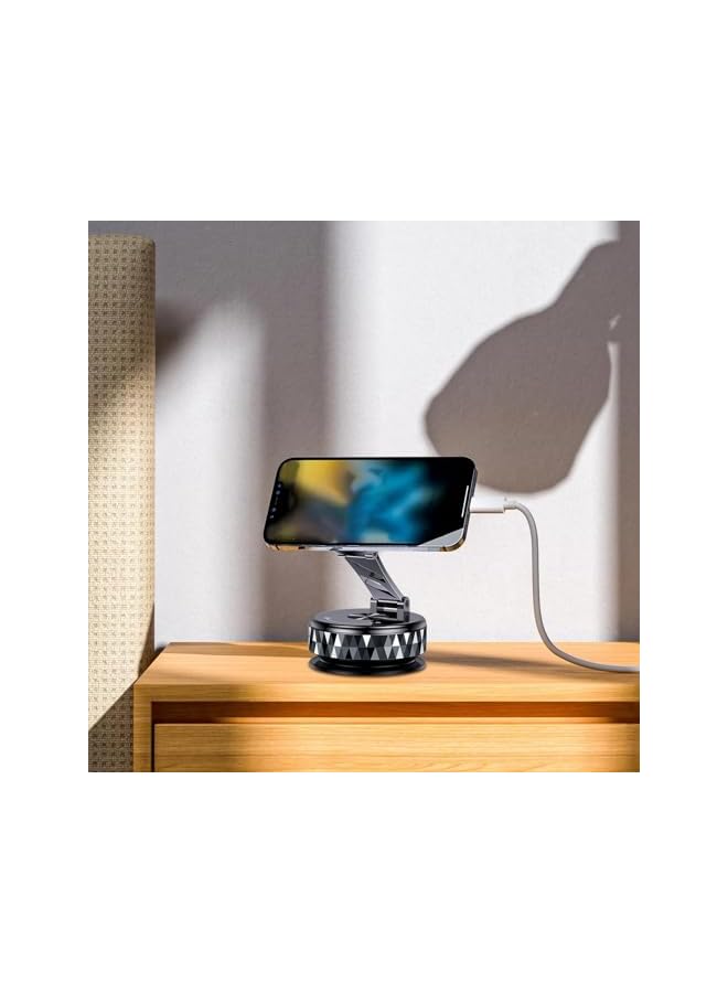 S-TOP Magnetic Car Phone Holder, Vacuum Suction Cup Dash Mount, 3.39 Inches 360° Rotating Smartphone Stand & Automotive Design, Interior Accessory for Dashboard, Gym, Desktop Use - Image 1