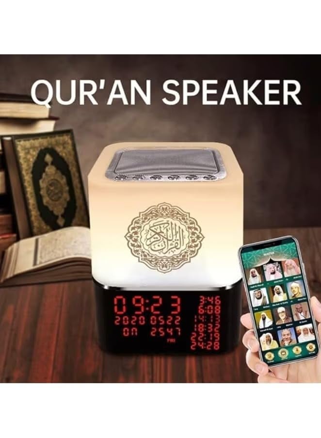 Derovan Quran Speaker with White‑Noise & Touch Light – Remote & App Control, 16 Reciters, 15 Translations, Azan Alarm Clock, Bluetooth MP3 Audio & Multicolor Night Lamp - Image 3