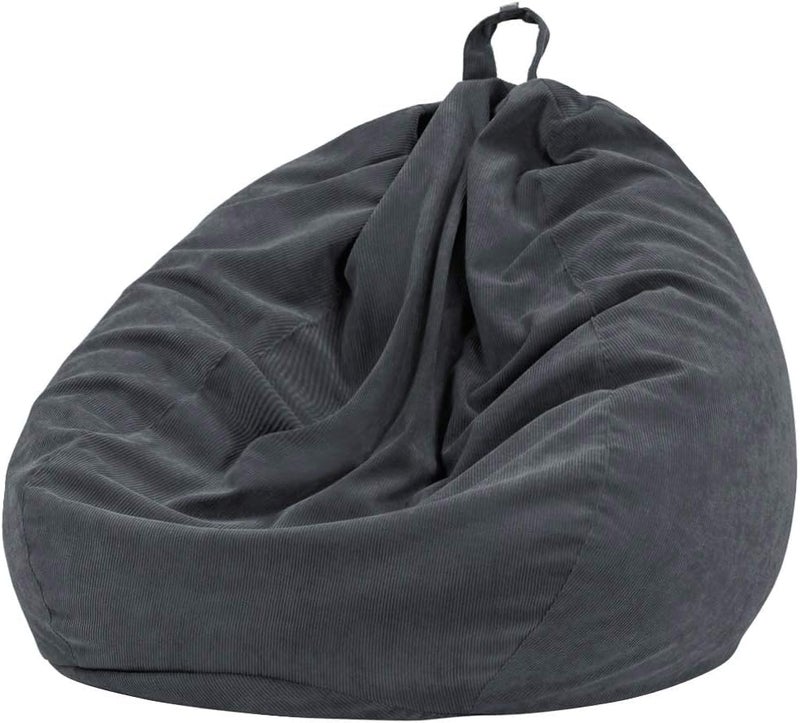 Nobildonna 3 ft Bean Bag Chair Cover No Filler 3543 Large Stuffed Animal Storage Bean Bag Washable Big Beanbag Chair Cover Premium Corduroy Bean Bag Cover for AdultsKidsDark Grey 300L