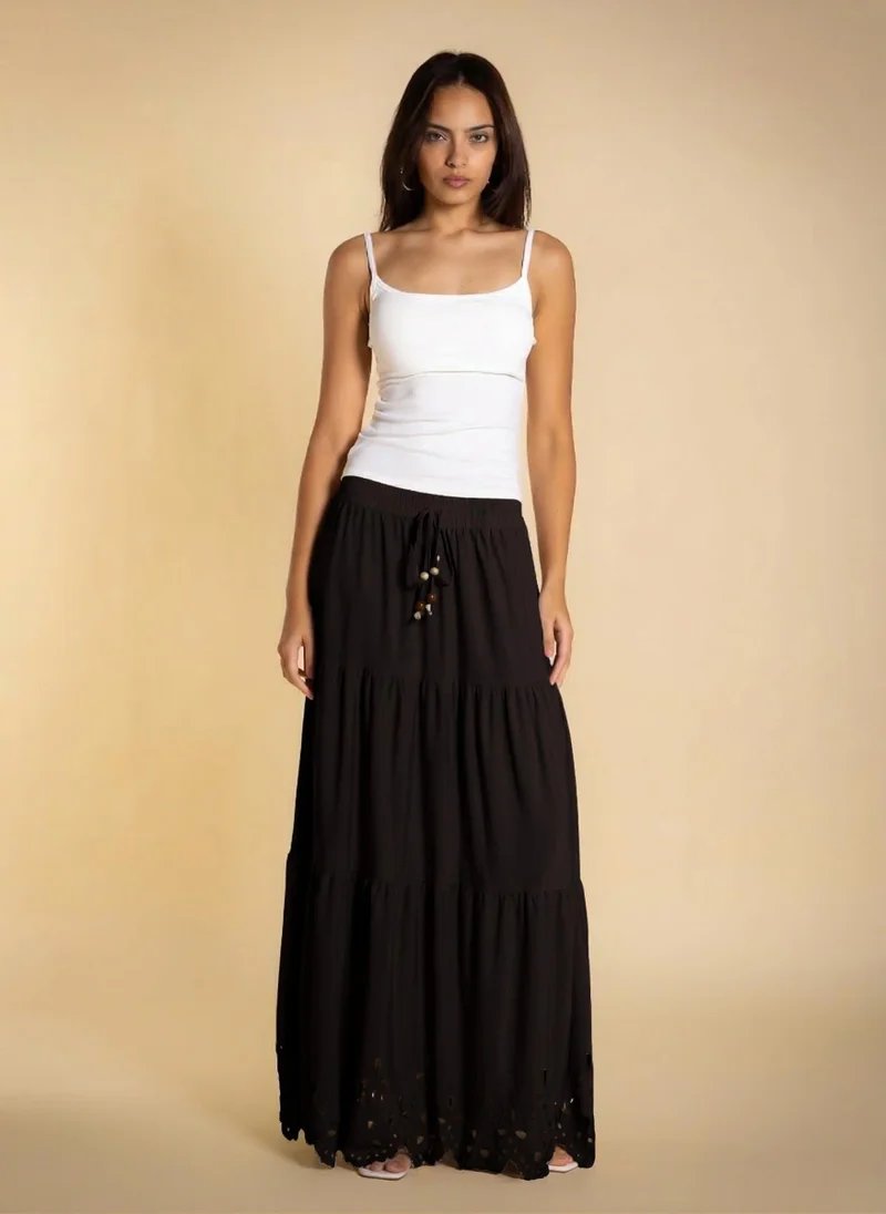 شايبس DETAIL CUTWORK MAXI SKIRT