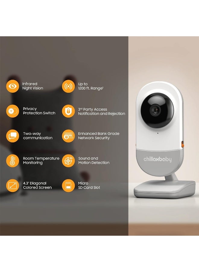 Chillax baby - Daily Baby-WiFi Streaming 2-Way Talk 4.3 Screen Baby Monitor with Secured HD Camera (720p) Night Vision-Powered by 5GenCare - Image 4