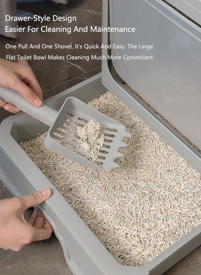 OASIS DESERT Fully Enclosed Cat Litter Box With Folding Drawers For Odor Removal. Cat Toilet With Large Anti-Splash Features. Cat Supplies. - Image 3