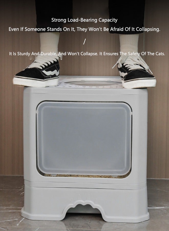 OASIS DESERT Fully Enclosed Cat Litter Box With Folding Drawers For Odor Removal. Cat Toilet With Large Anti-Splash Features. Cat Supplies. - Image 5