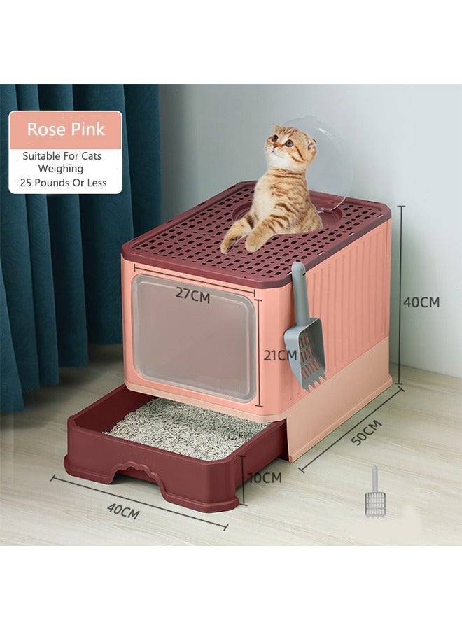 OASIS DESERT Fully Enclosed Cat Litter Box With Folding Drawers For Odor Removal. Cat Toilet With Large Anti-Splash Features. Cat Supplies. - Image 1