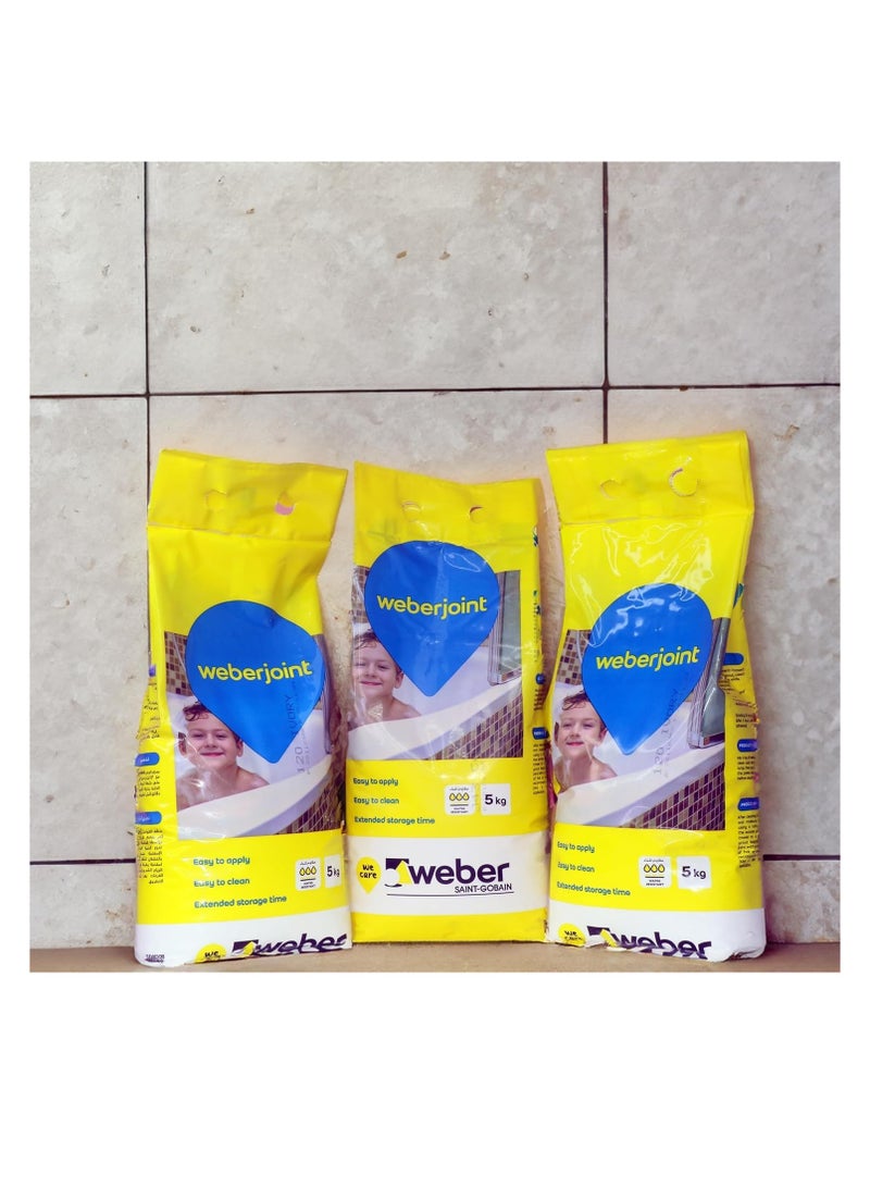 Weber Tile Grout 5kg(Bone White)Cement Based Pre Mixed Tile Joint Grout, Easy to Apply for Wall & Floor Tiles - Image 2