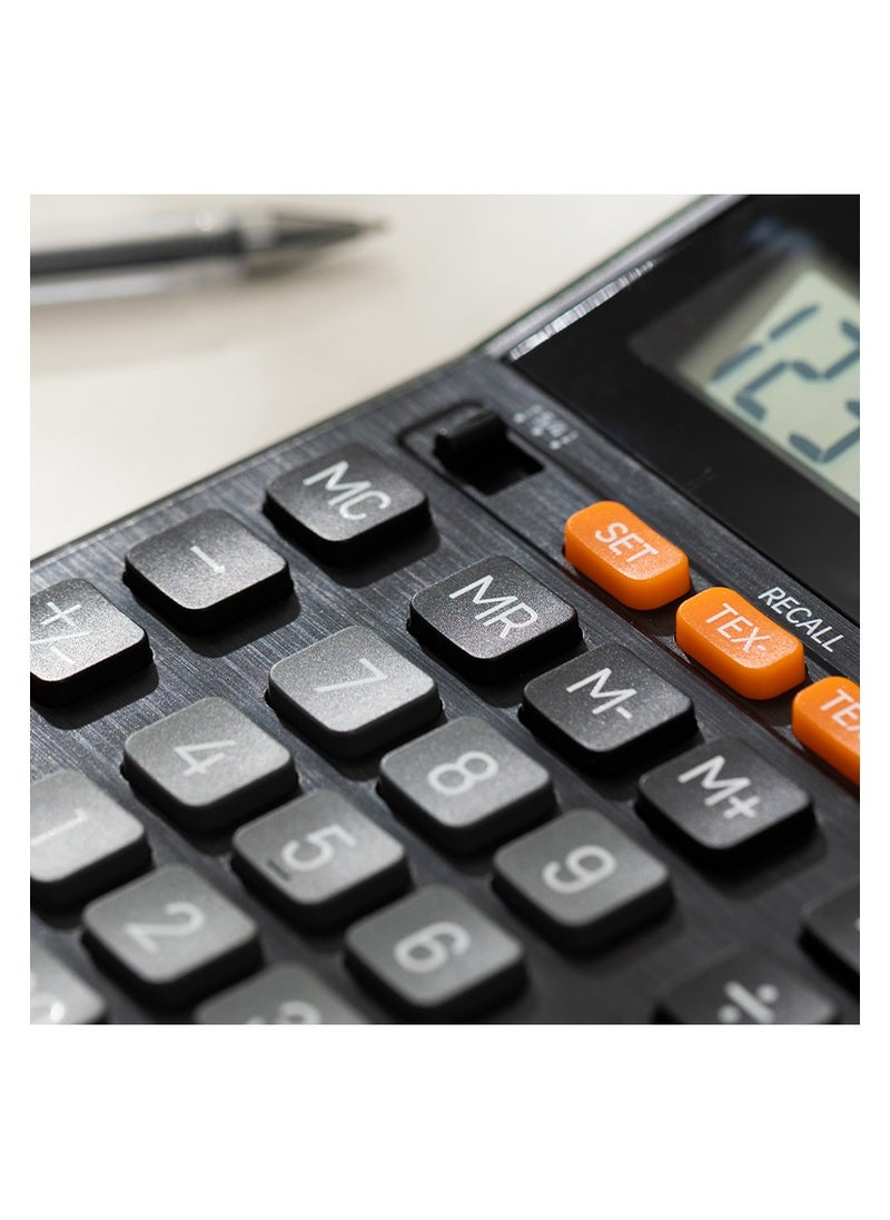 Deli Deli EM888T 12-Digit Calculator - Solar/LR54 Battery Power, Tax Function, Black (1PCS/Color Box) - Compact Design for Office, School, Home & Business Use  - Image 4