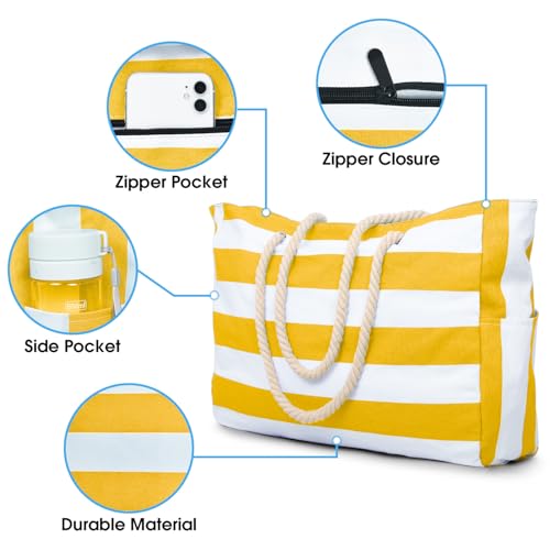 Becokan Beach Bags for Women Large Waterproof Beach Tote Bag Zipper Beach Bags Waterproof Sandproof Swim Pool Bag Large Tote - Image 2
