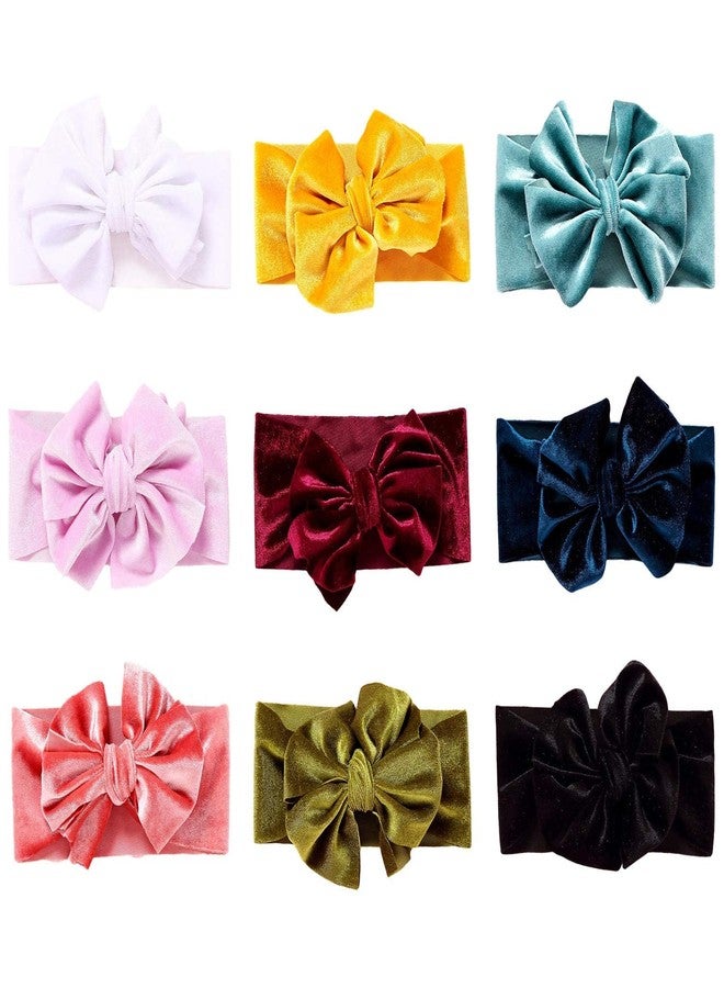 WHISKET - Baby Girl Bows Baby Headbands Velvet Bowknot Bow Headbands Hairband Knot Turban Headwraps Hair Bows Accessories for Kids (6) - Image 4