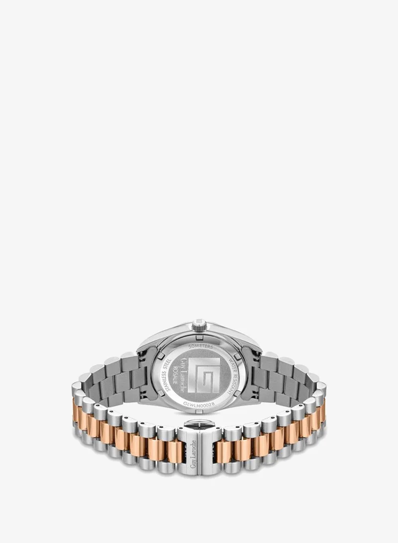 Guy Laroche Silver/Rose Gold Rosalie Stainless Steel Bracelet Analog Watch for Women, 31mm for Women | Best Price UAE