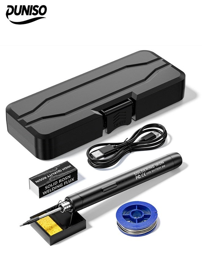 DUNISO Soldering Iron Kit,USB Portable Intelligent Electric Soldering Iron Multifunctional Soldering Welding Pen with 300-450℃ Temperature Adjustment Function,Fast Heating for Soldering Repairing and Maintenance Use - Image 1