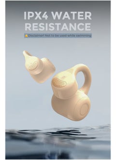Faster Airvibe 2 Open Ear Wireless Earbuds with Noise Cancellation (ENC) - 8 Hours Playtime with Bluetooth 5.3 - HiFi Stereo Sound - Sports Earhooks Bluetooth Earphones - For Exercise, Gym - Compatible with iPhone & Android (Beige)  - Image 4
