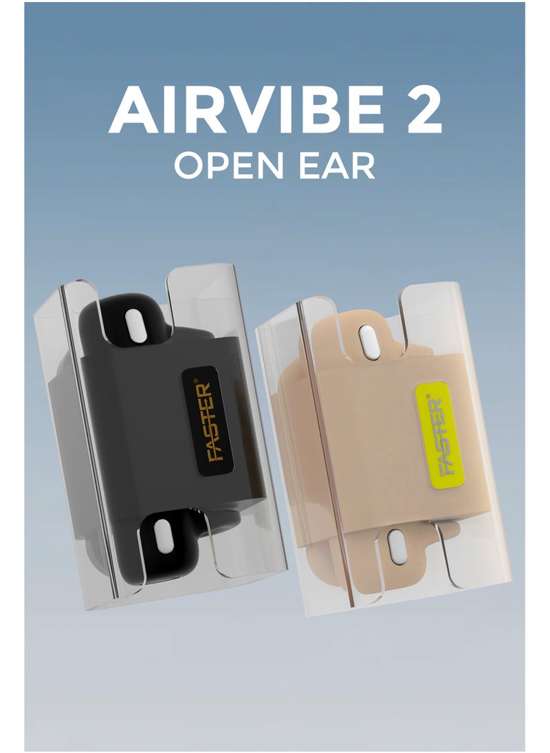 Faster - Airvibe 2 Open Ear Wireless Earbuds with Noise Cancellation (ENC) - 8 Hours Playtime with Bluetooth 5.3 - HiFi Stereo Sound - Sports Earhooks Bluetooth Earphones - For Exercise, Gym - Compatible with iPhone & Android (Beige) - Image 1