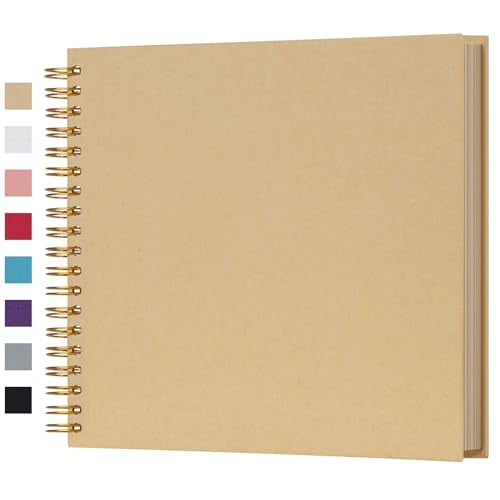 potricher 10 x 10 Inch DIY Scrapbook Photo Album 80 Pages Thick Kraft Blank Yellow Paper Memory Book for Wedding and Anniversary Family (Yellow, 10 Inch) - Image 1