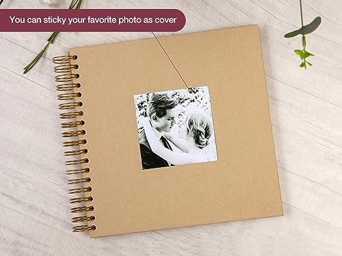 potricher 10 x 10 Inch DIY Scrapbook Photo Album 80 Pages Thick Kraft Blank Yellow Paper Memory Book for Wedding and Anniversary Family (Yellow, 10 Inch) - Image 2