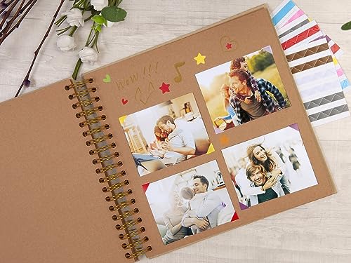 potricher 10 x 10 Inch DIY Scrapbook Photo Album 80 Pages Thick Kraft Blank Yellow Paper Memory Book for Wedding and Anniversary Family (Yellow, 10 Inch) - Image 3