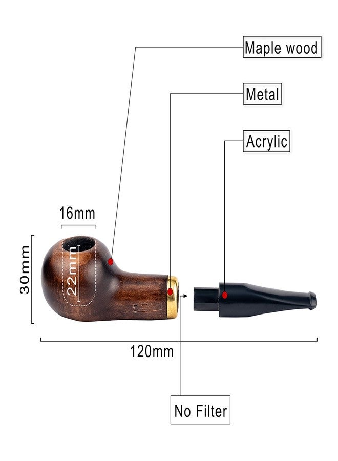 Dr Watson Dr. Watson - Small Wooden Tobacco Pipe, Hand Carved, Comes with Pouch, Boxed (Brown) - Image 4