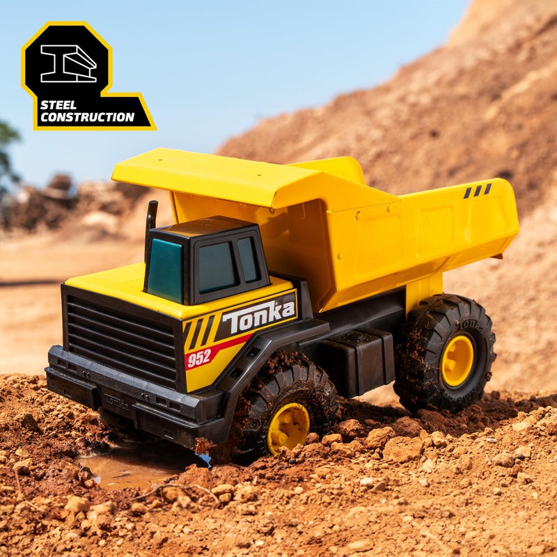 Tonka Steel Classics Mighty Dump Truck - Made with Steel & Sturdy Plastic, Yellow Toy Construction Truck, Boys and Girls, Kids, Toddlers, Ages 3+ - Image 2