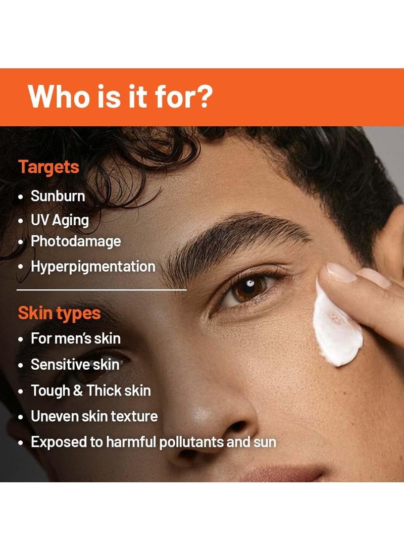 هيفادو واقي من الشمس للرجال بعامل حماية من الشمس 50 SPF 50 PA++++ | لا يترك أثرًا أبيض ويمنع اسمرار البشرة | تركيبة خفيفة الوزن وغير دهنية ومرطبة ومفتحة | حماية واسعة الطيف من أشعة الشمس UVA + UVB | مع ميميسكين ™ لجميع أنواع البشرة | 50 مل - Image 3