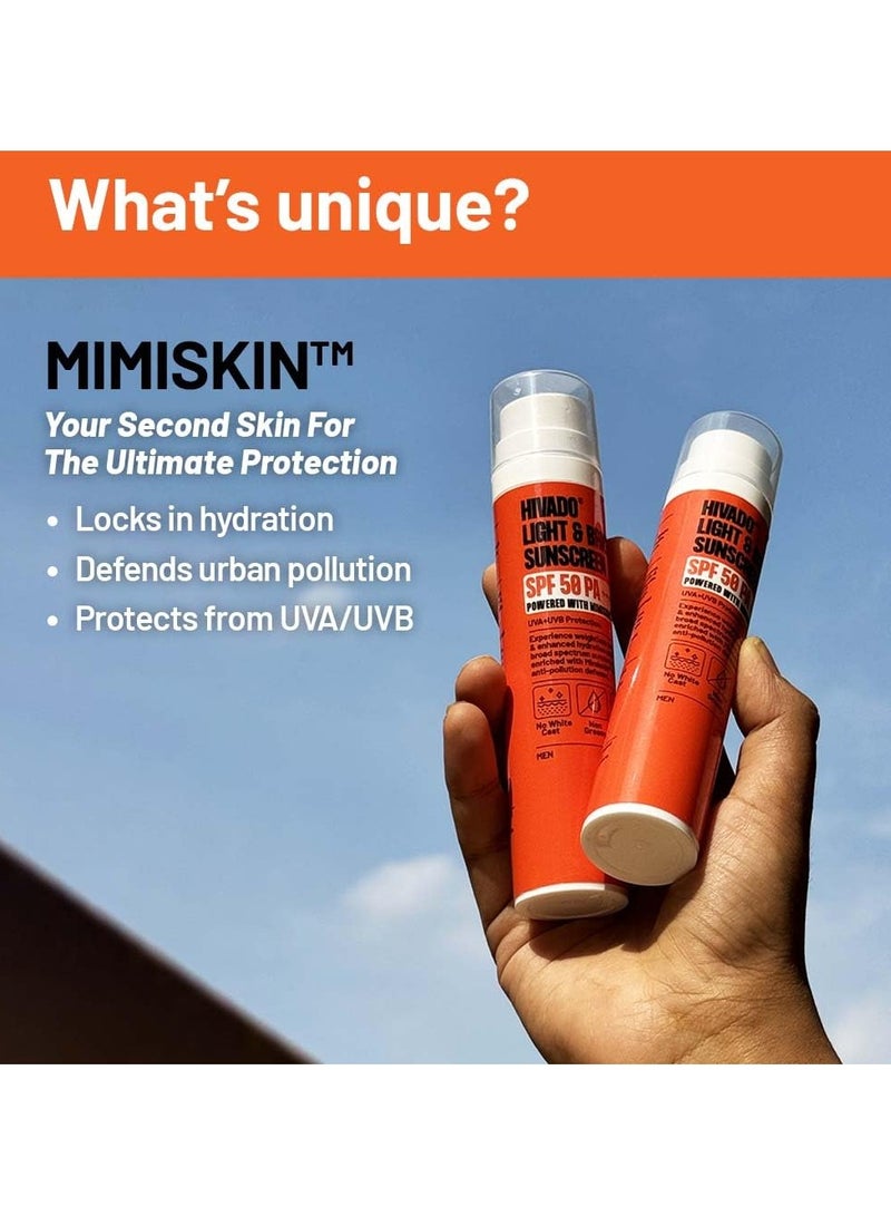 هيفادو واقي من الشمس للرجال بعامل حماية من الشمس 50 SPF 50 PA++++ | لا يترك أثرًا أبيض ويمنع اسمرار البشرة | تركيبة خفيفة الوزن وغير دهنية ومرطبة ومفتحة | حماية واسعة الطيف من أشعة الشمس UVA + UVB | مع ميميسكين ™ لجميع أنواع البشرة | 50 مل - Image 5