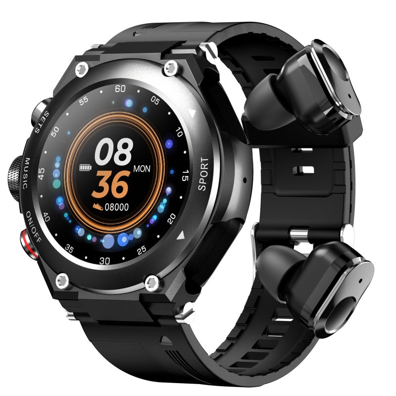 2 In 1 Smartwatch Wireless Earbuds - BT 5.0 Stable Connection Lower Energy Consumption IP67 Waterproof Touchscreen for Android iOS Health Sport Enthusiasts - Image 1