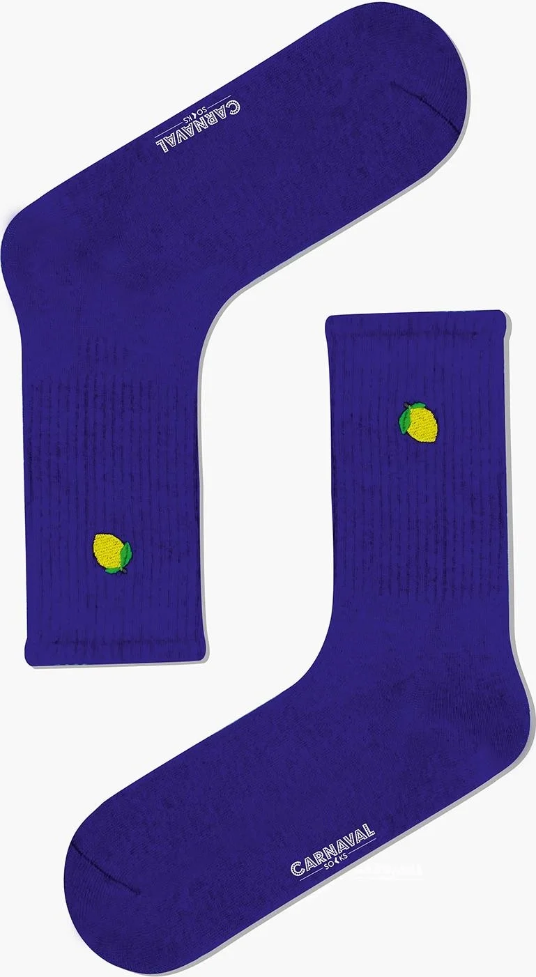 كارنافال سوكس Lemon Embroidered Purple Colored Sports Socks