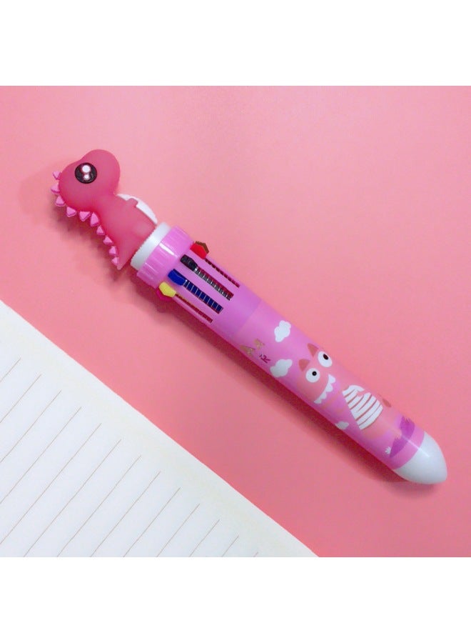 Autonomy Creative Stationery Ten Color Ballpoint Pen Cartoon Student Color Hand Account Pen Girl Heart Multi-color Press Ballpoint Pen - Image 1