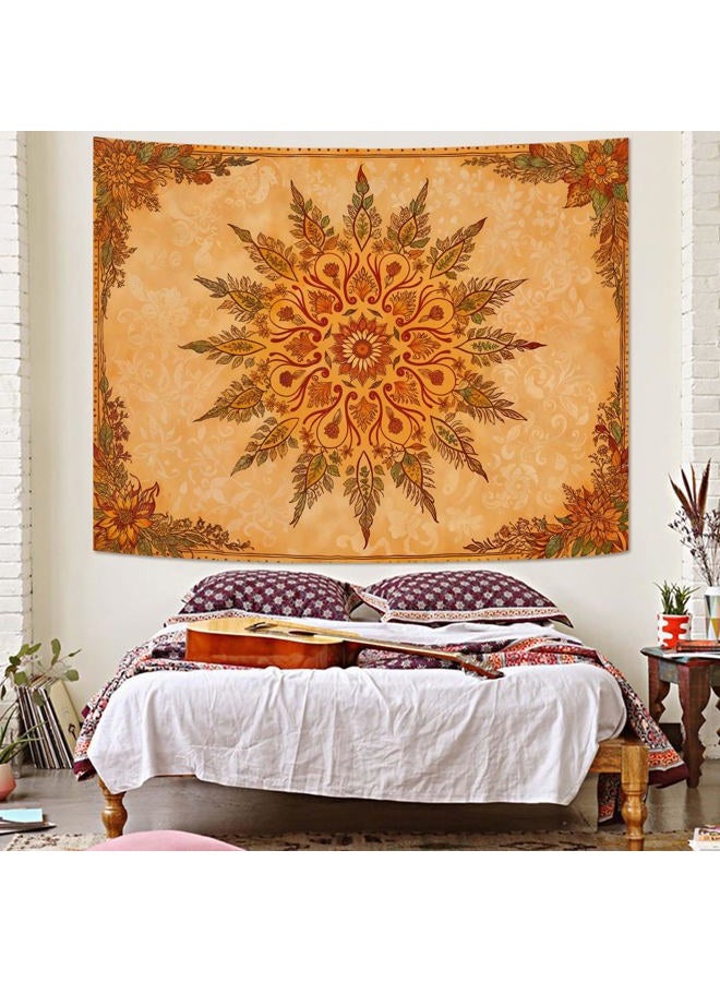 Accnicc Boho Mandala Floral Tapestry Vintage Bohemian Indian Tapestries for Bedroom Aesthetic Retro Orange Yellow Flower Tapestry Wall Hanging for Dorm Living Room Decor 60 x 44 Inch - Image 4
