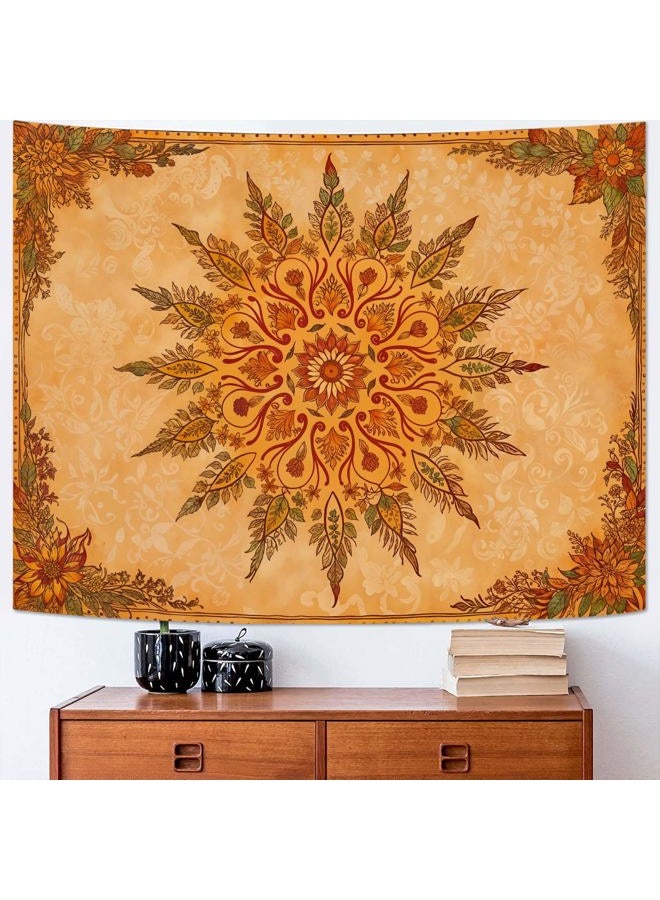Accnicc Boho Mandala Floral Tapestry Vintage Bohemian Indian Tapestries for Bedroom Aesthetic Retro Orange Yellow Flower Tapestry Wall Hanging for Dorm Living Room Decor 60 x 44 Inch - Image 5