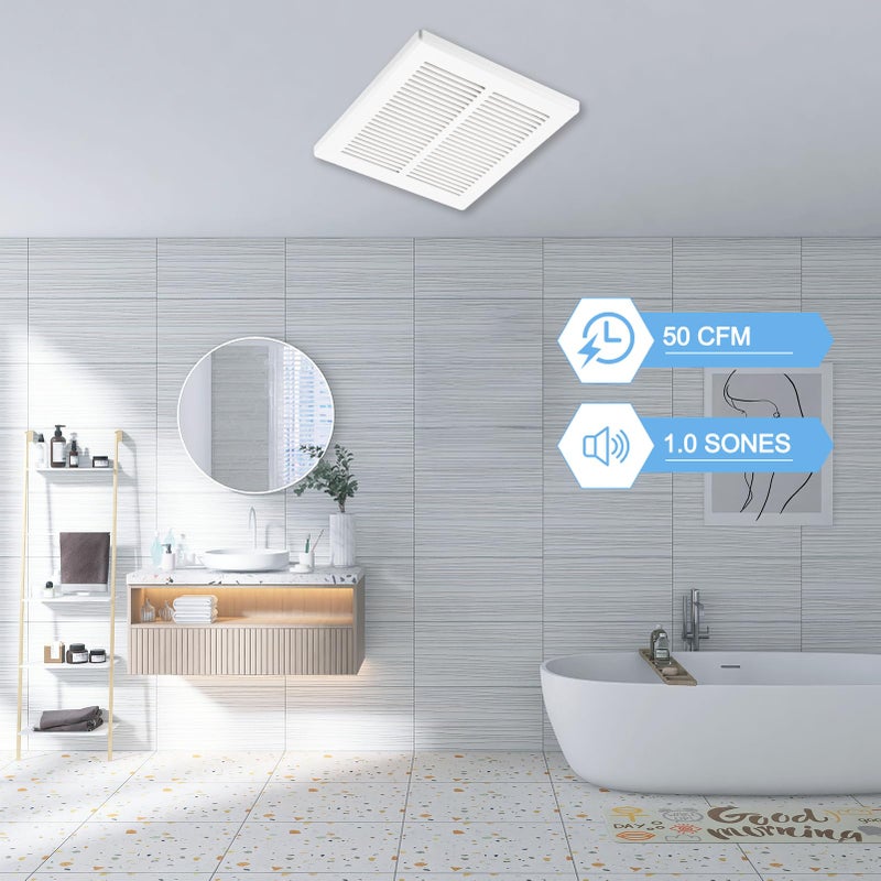 VENTECHLATION Bathroom Exhaust Fan, 50 CFM,1.0 Sone DC Motor,Quiet Bathroom Fan with No Attic access Needed Installation, Ceiling Mounted,Energy Star Certified Ventilation Fan, 3inch Duct,White - Image 2