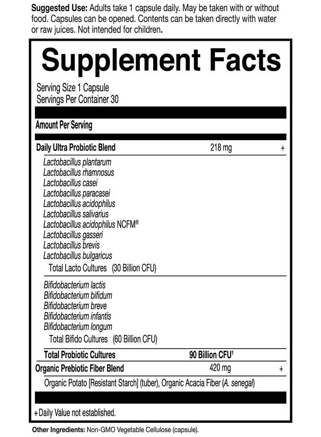 Garden of Life Probiotics for Women and Men - Dr. Formulated Once Daily Ultra 90 Billion Adult Probiotic for Digestive Health, Immune System Support, Acidophilus, Prebiotics - 30 Vegetarian Capsules - Image 5