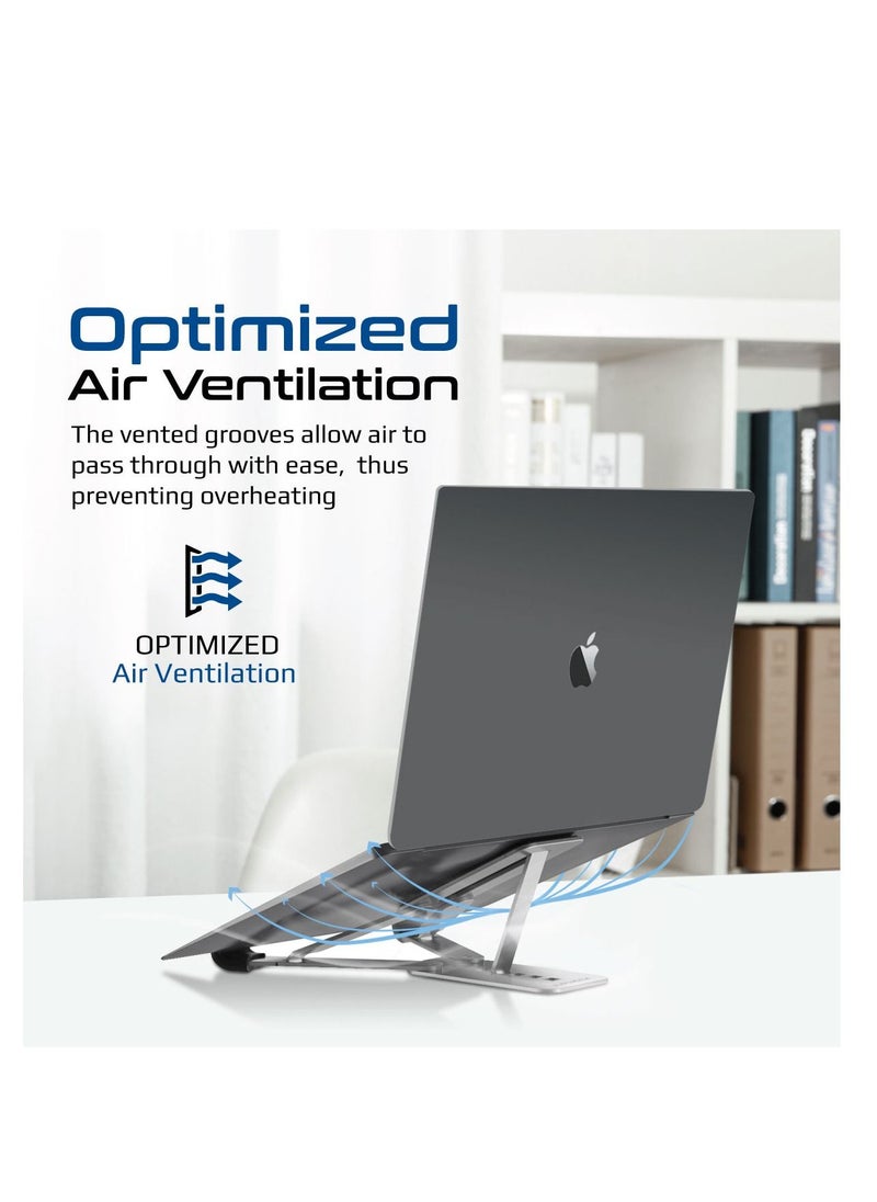PROMATE - حامل كمبيوتر محمول من بروميت مع زاوية عرض متعددة، وتبديد الحرارة وهيكل قابل للطي، PocketMount. رمادي - Image 1