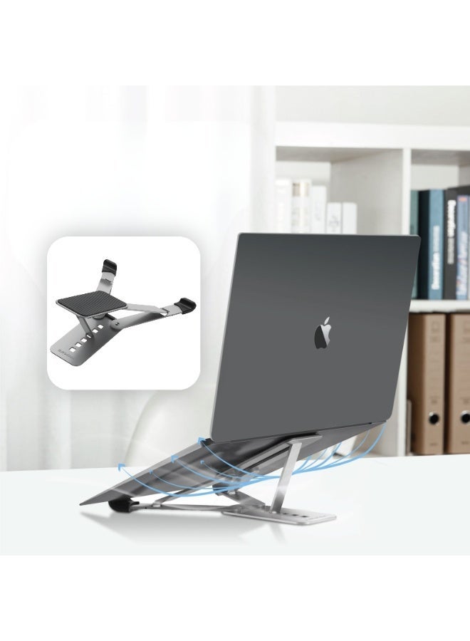 PROMATE Portable Laptop Stand with Multi-Angle Viewing, Heat Dissipating and Foldable Structure, PocketMount.Grey - Image 1