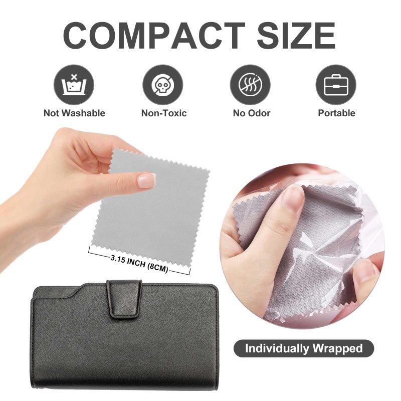 SEVENWELL 50pcs Jewelry Cleaning Cloth Gray Polishing Cloth for Sterling Silver Gold Platinum Small Polish Cloth 8x8cm - Image 2