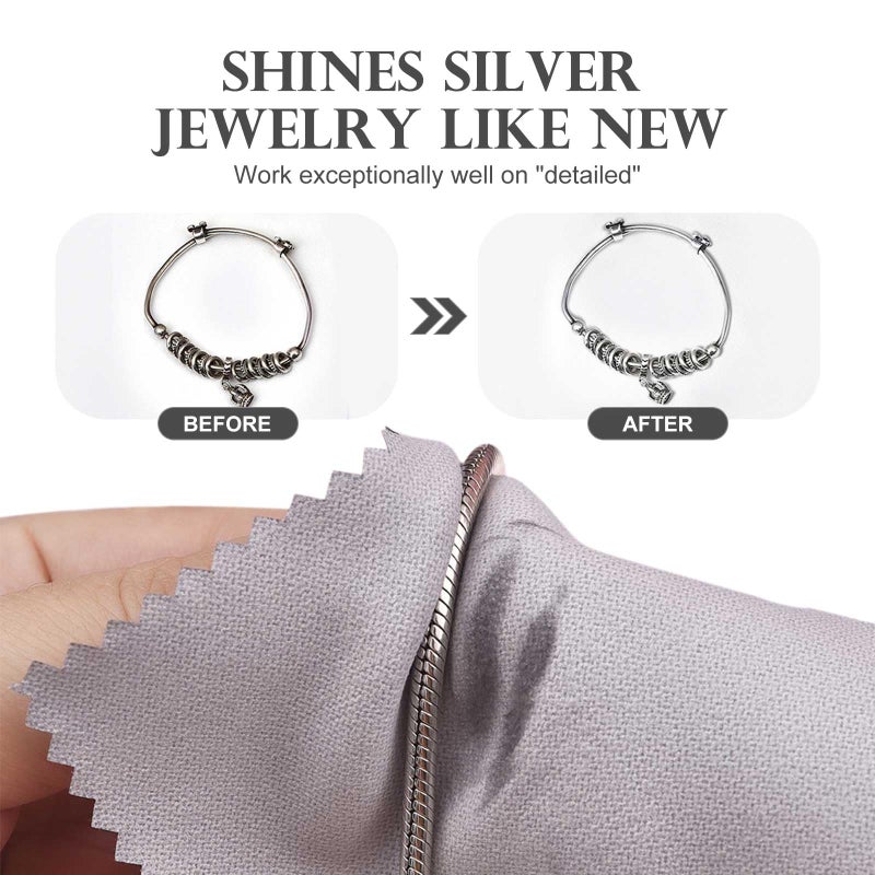 SEVENWELL 50pcs Jewelry Cleaning Cloth Gray Polishing Cloth for Sterling Silver Gold Platinum Small Polish Cloth 8x8cm - Image 3