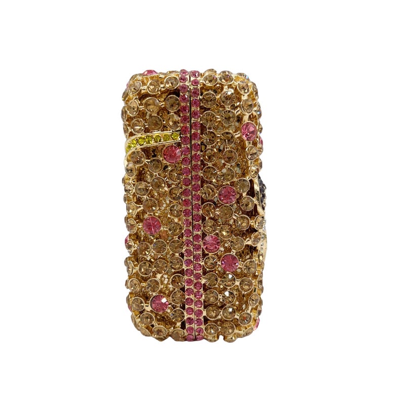 Floral Diamond-Encrusted Evening Bag, Metal Hard Box Full Of Diamonds, Dress Bag, Banquet Handbag, Stone Clutch - Image 4