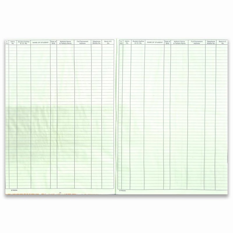 Trison Student Attendance/Class Attendance Register | 10"x15" | 2 Index + 34 attendance Pages | 70 GSM Green Ledger Paper | Hardbound | 31 Days Format | Quire 2 | Pack of 1 - Image 4