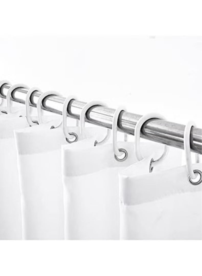 A ZONE Shower Curtain Plain White Thick Fabric European Style Waterproof Mildew-proof No Smell with 12 Hooks for Bathroom (180 x 180cm) White  - Image 3
