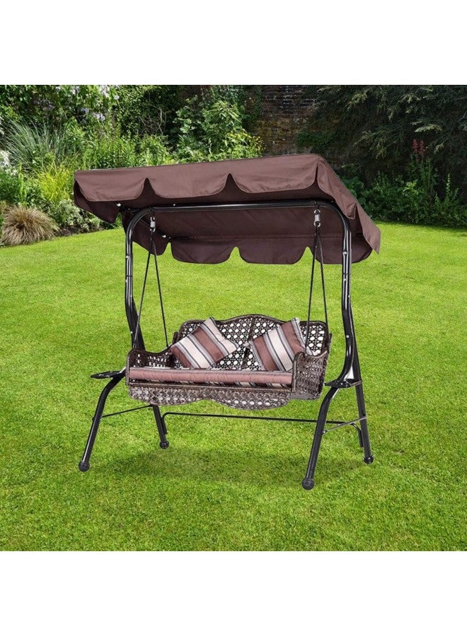 klarako Double People Outdoor Garden Waterproof Swing Sunshade Cover Canopy Shade Cloth 142x120x18cm Easy to Install(Coffee) - Image 2