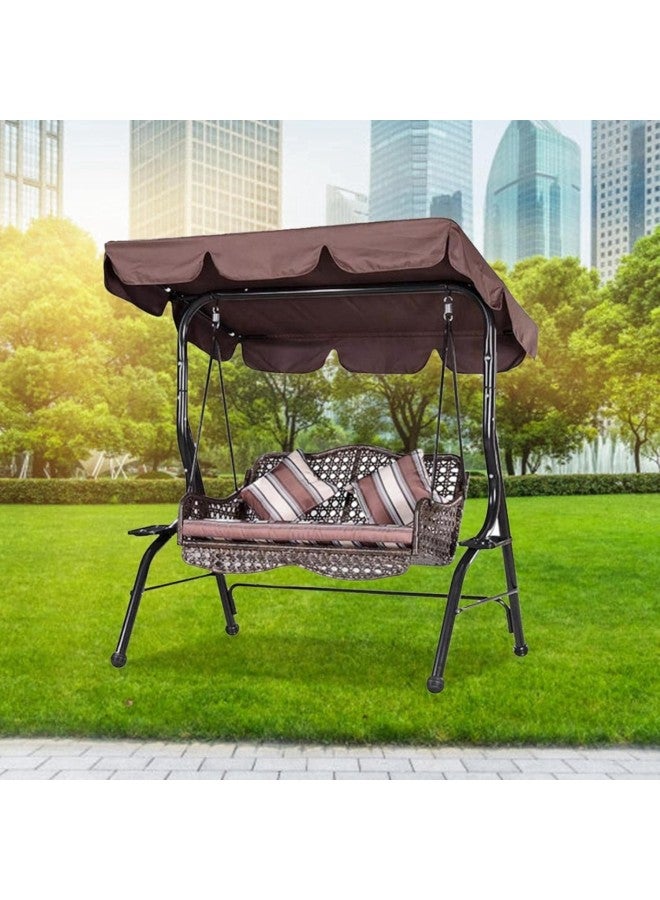 klarako Double People Outdoor Garden Waterproof Swing Sunshade Cover Canopy Shade Cloth 142x120x18cm Easy to Install(Coffee) - Image 3