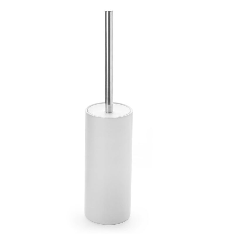 Viosuniu Matt White Ceramic Toilet Brush and Holder Set, Durable Bristles Non Scratch Toilet, Long Stainless Steel Handle, Freestanding Toilet Bowl Cleaners Brush, Scrubber Brush for Toilet - Image 1