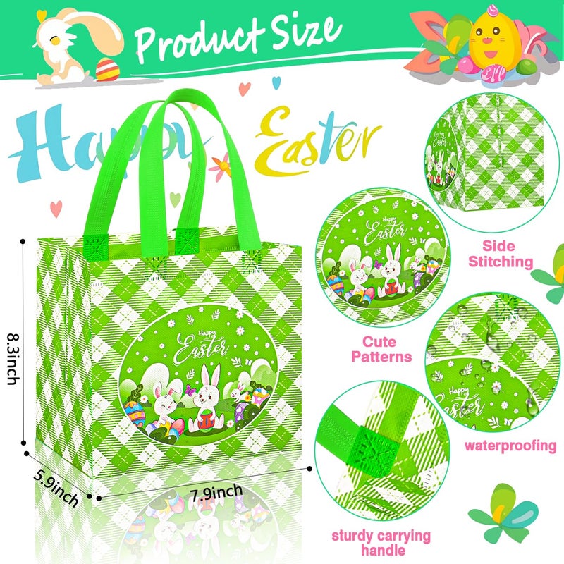 DECHISY 6Pack Easter Bags, Reusable Non-Woven Easter Baskets Gift Bags with Handles, Bunny Chick Egg Design, Happy Easter Egg Hunt Bags Bulk for Gifts Wrapping, Easter Party Supplies,8.3Ã—7.9Ã—5.9inch - Image 3
