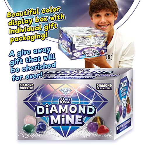 JA-RU Real Diamond Mine Gemstone Dig Kit (6 Packs) Mystery Rock, Minerals, and Gems for Kids | Break Your Own Geodes and a Chance to Get 1 Real Diamond | Party Favors for Kids Goodie Bags. 4630-6s - Image 5