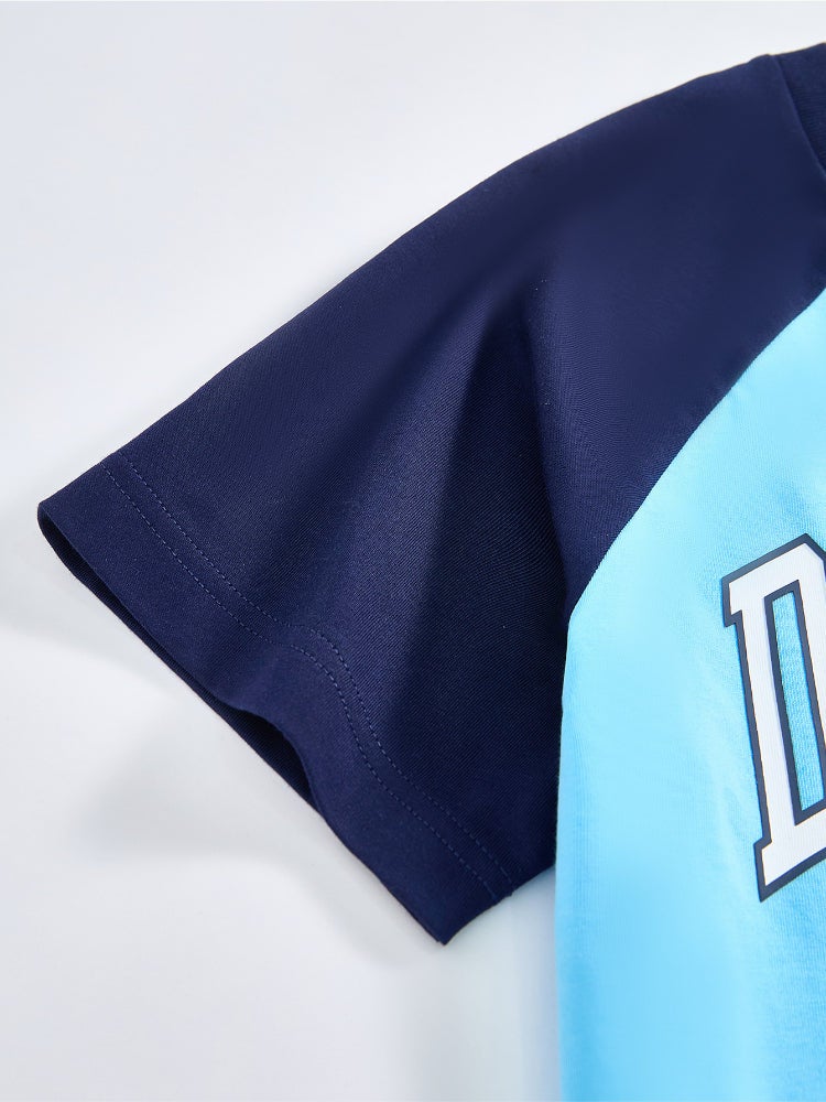 Balabala Unisex Short Sleeve T-Shirt With Contrast Sleeves And Front Print - Image 3