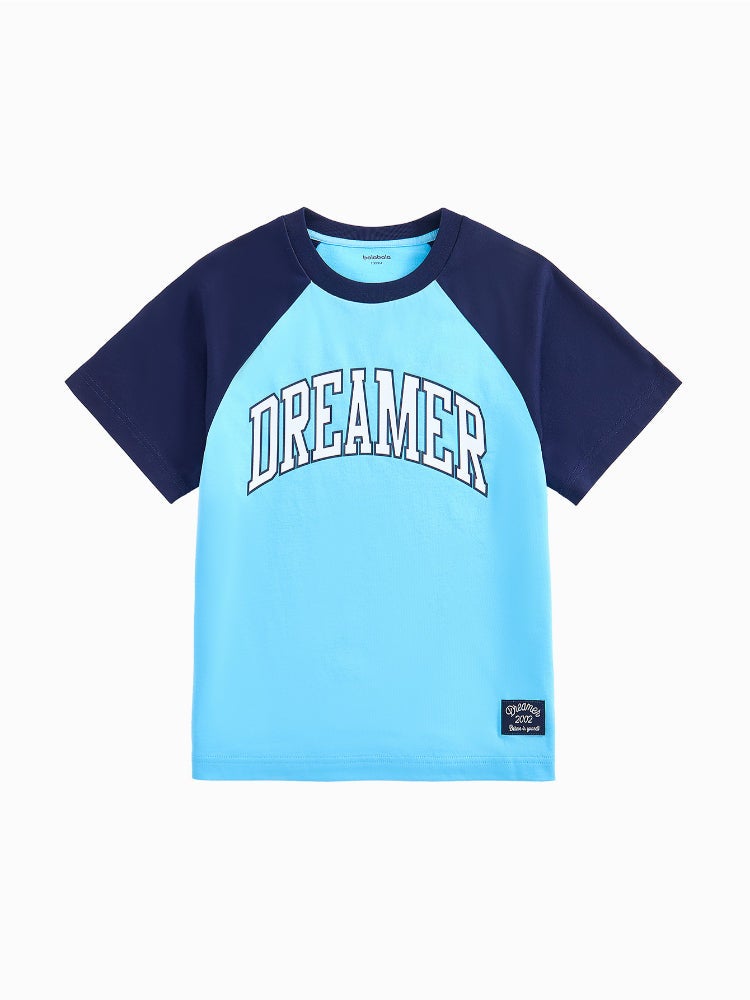 Balabala Unisex Short Sleeve T-Shirt With Contrast Sleeves And Front Print - Image 1