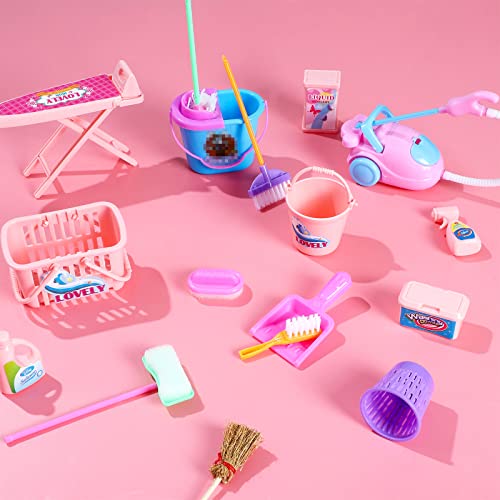 SOTOGO ONEST 18 Pieces Doll Housework Cleaning Supplies Miniature Mini Dollhouse Accessories Dollhouse Furniture Decoration Accessories for Dolls Pretend Play - Image 5