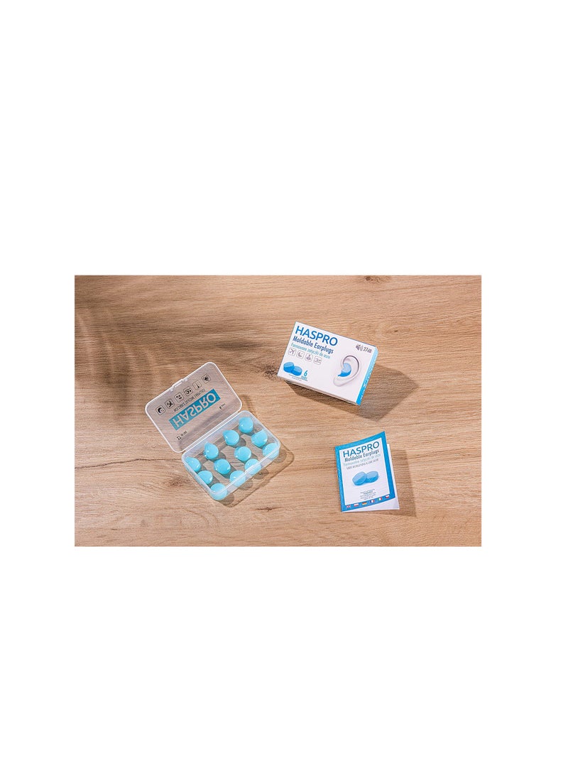 HASPRO - HASPRO [6-Pair Pack] Soft Silicone Earplugs for Sleeping, Swimming & Bathing, Anti-Snoring, Noise Cancelling Reusable Earplugs. Adults & Children (Blue) - Image 1