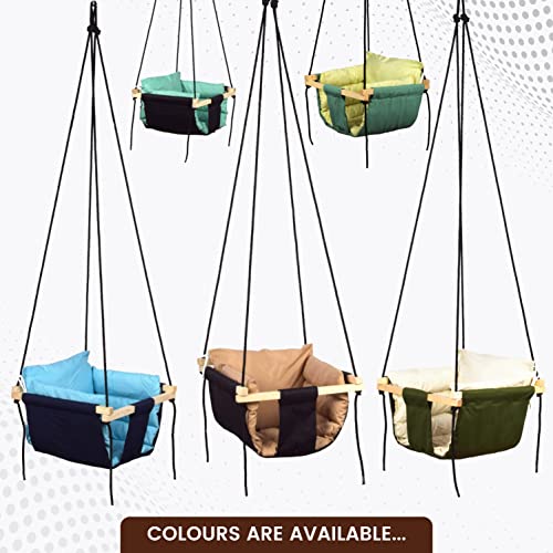 BOFFLE Swing | Baby Swing Hanging Indoor Outdoor | Jhula for Baby | Baby Garden Swing | Jhula for Childrens| (6 Months to 3 Years) (Up to 25 kg) (Black CHIKU) - Image 4